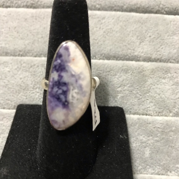 New Sterling Silver Adjustable Purple Wonky Morado Violet Flame Opal Ring Sz 7.5 - Picture 11 of 16